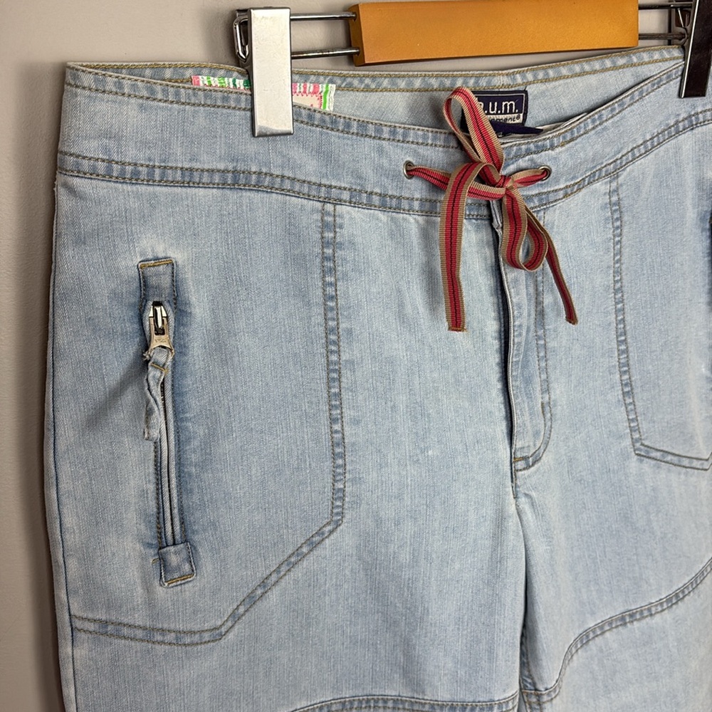 b.u.m equipment Wide Leg Sailor 70's Jean Capri's Light Blue Wash Missy 14 - Picture 2 of 9
